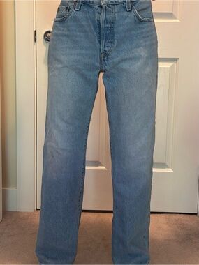Levi 501’s Classic Straight-Leg  Jeans in Light Blue